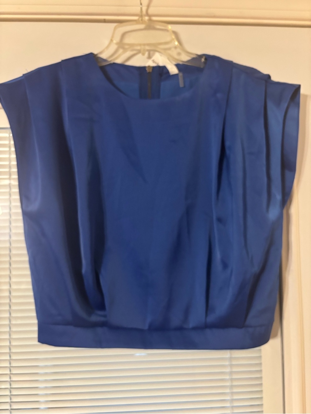 Apricot Lane Satin Pleated  Top in Royal Blue